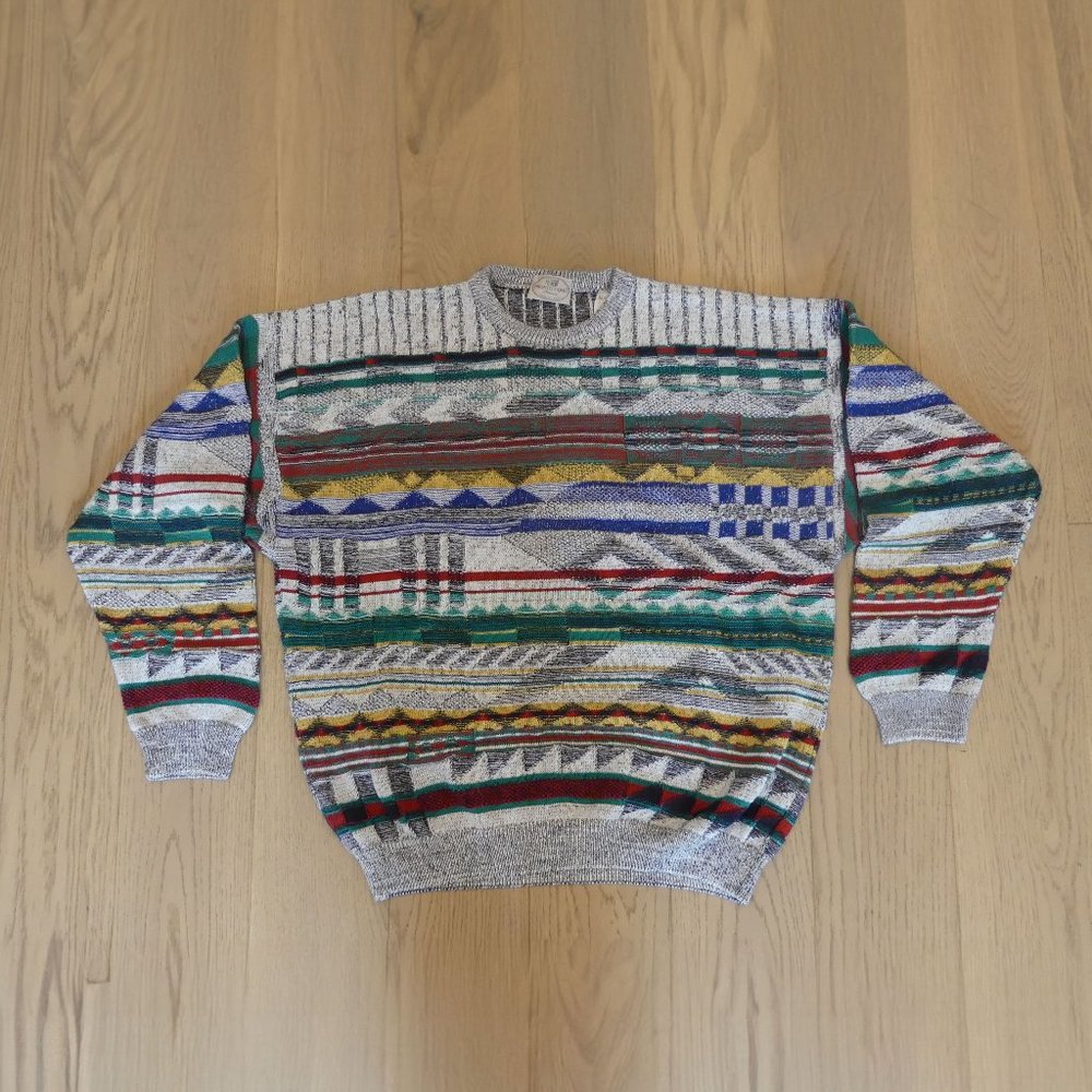 Vintage Pronto Uomo Made In Italy Large Multicoloured Crewneck Sweater